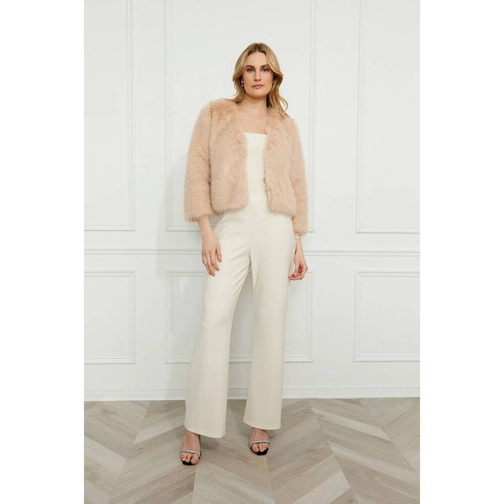 NEW FRANK LYMAN fenna faux fur jacket in blush